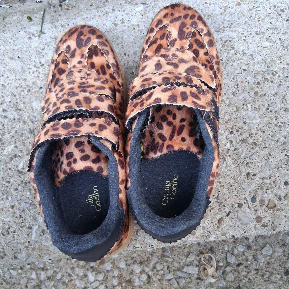 Camila‎ Coelho Bastion Leopard Print Strap Shoes 6 Very Cool Boho EUC